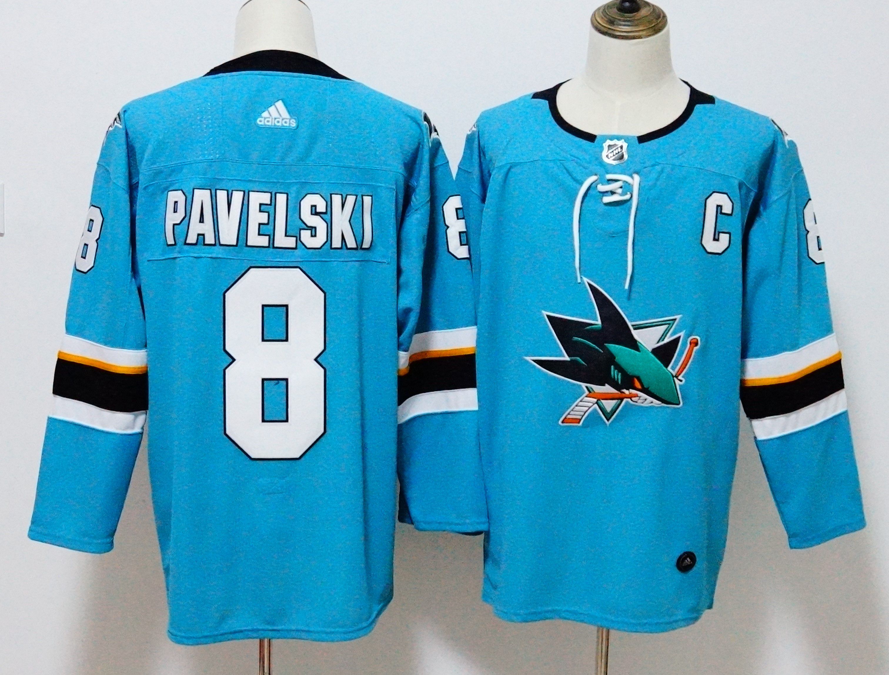 Men San Jose Sharks 8 Pavelski Blue Hockey Stitched Adidas NHL Jerseys